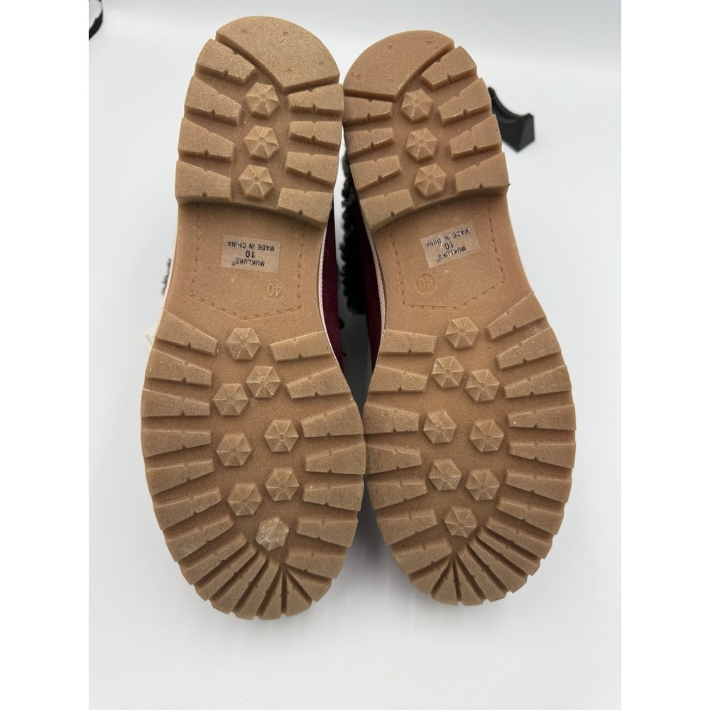 Muk Luks Faux Suede Lace Up Hiker Boots Memory Foam Burgundy Women Size 10 - Picture 6 of 8
